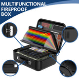 EDMUED Fireproof Document Box with Combination Lock - Fire & Water Resistant Hard Case Safe Box for Important Documents, Certificates, Laptops, Passports (Matte Black)