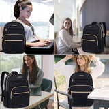 VANKEAN Laptop Backpack for Women with USB Port, Laptop Computer Bag Travel Backpack Purse,Waterproof Work Business Backpack College Teacher Bags, Black