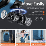 SHOWKOO Luggage Sets Expandable 100% PC Durable Suitcase Sets Double Wheels TSA Lock 4 Piece Luggage Set Navy