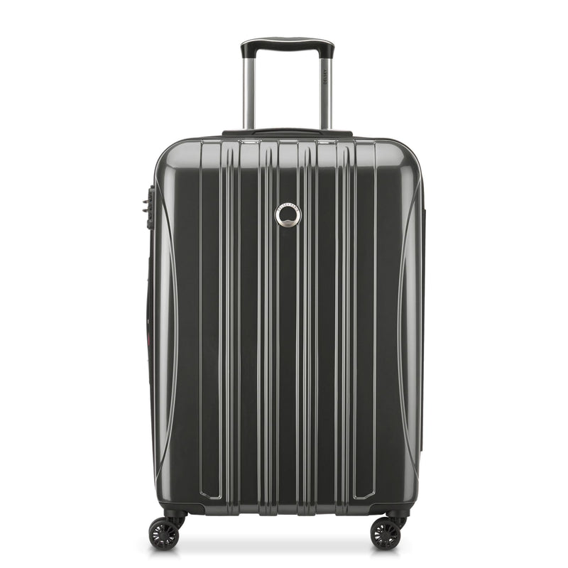 DELSEY PARIS Helium Aero Hardside Expandable Luggage with Spinner Wheels, Brushed Charcoal, Checked-Medium 24 Inch