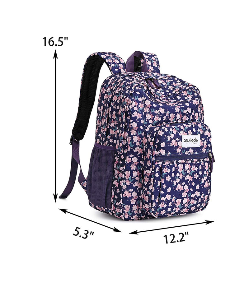 abshoo Womens Floral School Backpack For College Teen Girls Water Resistant Bookbag (Floral Purple)