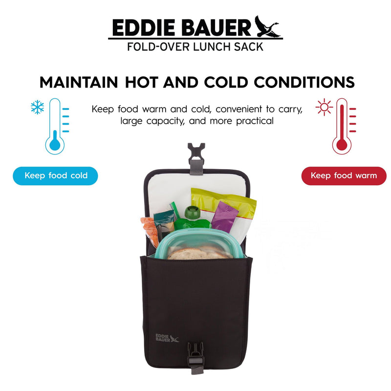 Eddie Bauer Insulated Lunch Bag | Cooler | Travel | Work | Outdoor | Reusable | Durable | Leakproof - Black