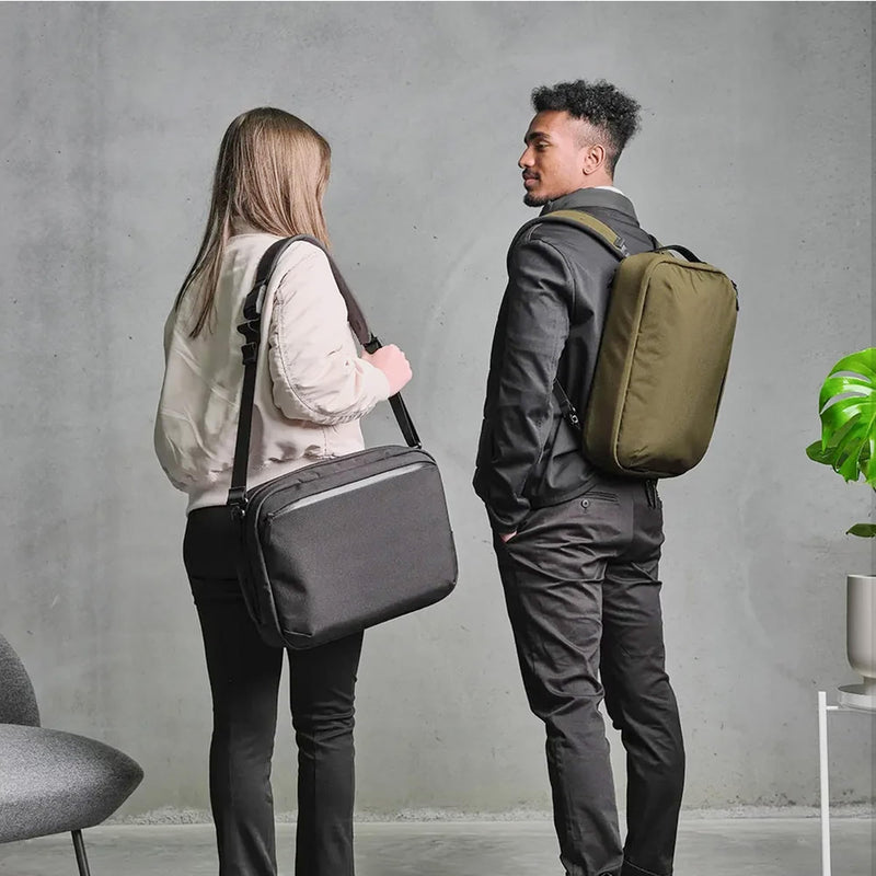 ALPAKA Elements Tech Brief Pro 12L -3-in-1 Recycled Fabric Laptop Briefcase Backpack for 16" Laptop, Anti-Theft Secure with Luggage Pass-Through, Water-Resistant, Fits Tech & Business Essentials,Black