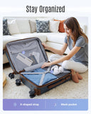 LIGHT FLIGHT Luggage Sets, 3 Piece Durable Suitcase Set with Spinner Wheels, 3 Pcs Hard Shell Lightweight Luggage with TSA Lock, Large Checked Travel Suitcases, 20/24/28 Inch,Blue/Brown