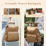 miss fong Diaper Bag Backpack - Baby Diaper Bag Neoprene Bag Large Capacity Neoprene Backpack with Diaper Changing Pad Pañaleras Para Bebe Baby Bag with 12 Pockets for Mom & Dad -Brown