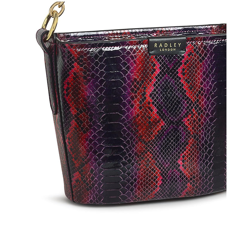 RADLEY London Petticoat Hill Faux Python Women’s Small Leather Shoulder Bag, Cassis