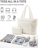 Bagstellar Puffer Tote Bag for Women, Lightweight Puffy Work Handbag Teacher Nurse Quilted Shoulder Bag for School Travel Gym