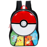 Pokemon Backpack for Kids - Bundle with 16" Pokeball Backpack Featuring Pikachu, Bulbasaur, Charmander, Squirtle Plus Water Bottle, Stickers, More | Pokemon School Bag for Boys