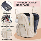 MATEIN Backpack for Teen Girls, 15.6 Inch Cute Corduroy Laptop Backpack Aesthetic College School Bookbag with Luggage Strap, TSA Lightweight Soft Kawaii Travel Backpacks for Women Nurse, Beige