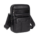 Ariscobull Leather Messenger Bag for Men, Small Leather Sling Shoulder Bag Messenger Pack for Men, Man Purse (Medium Black)
