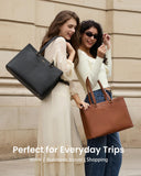 LOVEVOOK Laptop Tote Bag for Women 15.6 Inch Waterproof Leather Computer Bags Business Office Work Briefcase Black