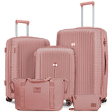 Joyway Luggage Sets 5 Piece PP Hardshell Carry on Suitcase, Travel Lightweight Carry-on with Double Spinner Wheels and TSA Lock, Rose Gold