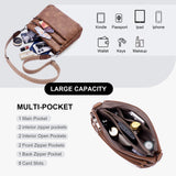 Lexiyat Crossbody Bags for Women Rfid Travel Crossbody Purses Leather Roomy Handbags Medium Shoulder bag with Adjustable Strap Brown