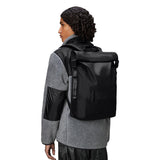 RAINS Trail Rolltop Waterproof Backpack – Black Rolltop Urban Daypack Water Resistant Water Repellent Minimalist Design for Men & Women – 2 Year Warranty