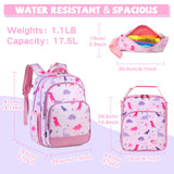 VASCHY Kids School Backpack Lunch Box Bag Pencil Case Combo, Children BookBag Schoolbag Set