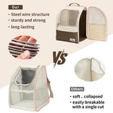 wakytu Cat Carrier Backpack,Steel Wire Frame More Stable,600D Wear-Resistant Oxford Fabric, Dog Carrier Cat Backpacks Suitable for Travel,Beige
