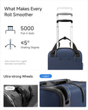 LUGGEX Underseat Carry On Luggage with Wheels, UDK-Plus Large-Capacity Lightweight Soft Sided Personal Item Suitcase for Short Trips (UX-Plus, Blue Black, 16 Inch)