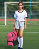 MATEIN Girls Soccer Backpack, Large Baketball Bag with Ball Holder & Shoe Compartment for Tournament & Game Day, Lightweight Youth Sports Bag with Fence Hook Fits 15.6 Inch Laptop, Soccer Team Gifts