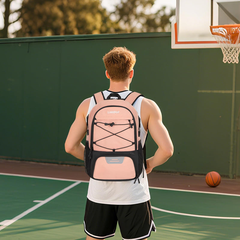LARIPOP Basketball Bag,Basketball Backpack with Shoe Compartment and Ball Holder,Sport Bags for Soccer,Volleyball,Swim,Gym,Travel,School