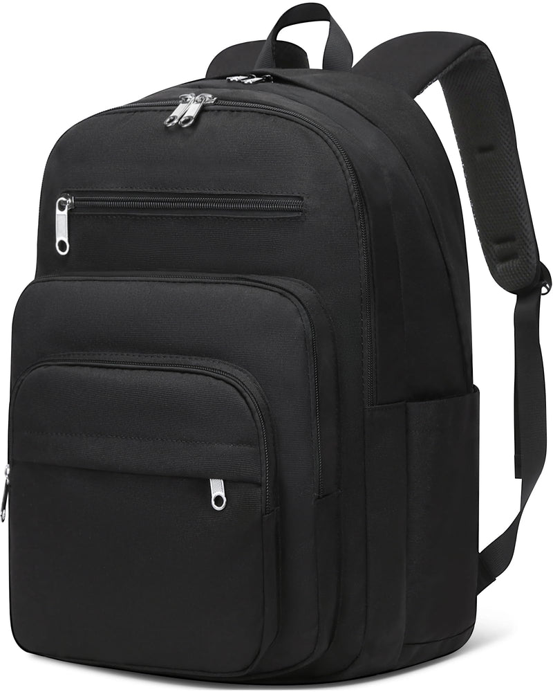 FOKDUVB Backpack for Middle High School Teen Boys Girls Large College Bookbag with Laptop Compartment Back to School Book Bags Mochilas Escolares para Niños Niñas Adolescentes (Black, Solid)