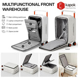 mixi Checked Luggage Wide Handle Luxury Design Rolling Travel Suitcase PC Hardside with Aluminum Frame Hollow Spinner Wheels, with Cover, 24 inch, Smoke White