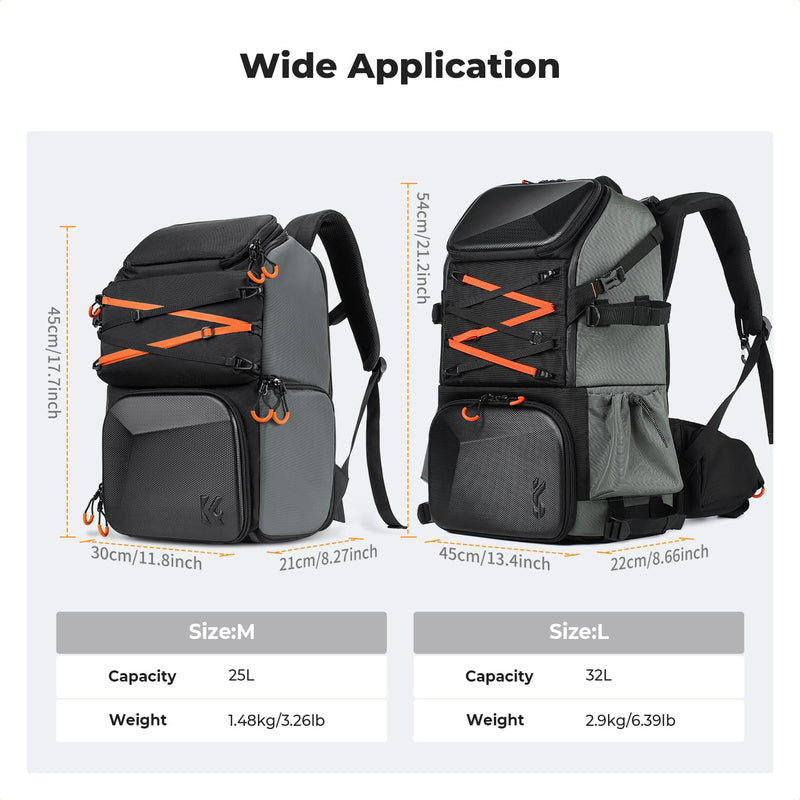 K&F CONCEPT Camera Backpack Shoulder Bag for Photographers, Hardshell Case Camera Bag, Multifunction Photography Backpack with 15.6" Laptop Compartment