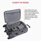 SwissGear Sion Softside Expandable Luggage – Carry-On Suitcase with 360 Degree Wheels & Retractable Handle – 21 Inch, Perfect for 1-3 Night Trips – Dark Gray