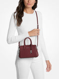 Michael Kors Laila Extra Small Crossbody Bag, Silver-Tone Hardware/Embossed Goat Leather/Oxblood