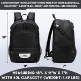 AIRTTUZ Basketball Backpack with Separate Ball Compartment and Shoes Pocket, Large Capacity Sports Equipment Bags for Basketball, Soccer, and Volleyball. (black)