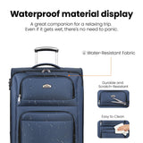 New York XPress Softside Luggage Sets 2 Piece,Expandable15% Lightweight Durable Suitcase Sets Double Spinner Wheels w/Combination LOCK （Blue,20in/26in）