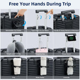 HanTrip Hard Shell Suitcases Airline Approved 20 Inch Carry on Luggage with Wheels, Expandable Travel Luggage with Cup Holder Charger Built in Lightweight Small Suitcase, Black