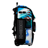 Boombah Superpack Hybrid Rolling Bat Bag - Wheeled & Backpack Version - Baseball Focus White/Black/Red