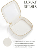 Small Cosmetic Bag for Purse Mini Makeup Bag for School Cute Clear Make Up Pouch for Travel Tiny Leather White Make Up Organizer Case for Backpack Toiletry Bag Waterproof Square Pouch with Zipper