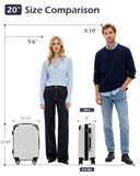 Coolife Carry On Luggage, Suitcase with Durable and Lightweight, carry on suitcase with PC+ABS Hardshell, Dual Spinner Wheels, TSA Lock, and YKK Zipper (white grid new, S(20in)_carry on)
