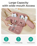 BAGSMART Travel Toiletry Bag, Lightweight Large Wide-open Travel Bag for Women, Puffy Cosmetic Makeup Bag Organizer with Handle for Accessories,Essentials, Toiletries, Dark Pink