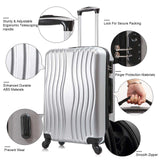 Apelila 4 Piece Luggage Sets for Travel, Hardshell Suitcase with Spinner Wheels (18/20/24/28 Inch), Lightweight Carry On & Checked Luggage for Family Vacation (Sliver-Wave)