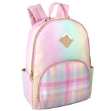 Emma & Chloe Pastel Waterproof Vinyl Backpack for Traveling and Commuting (Ombre Stripes)