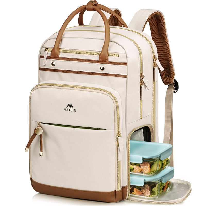 MATEIN Teacher Work Backpack with Lunch Compartment Detachable, 15.6 Inch Laptop Backpack with Organized Pocket, College Computer Backpacks Meal Prep Bag Gift for Women Nurse Commute Office