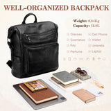 VASCHY Backpack Purse for Women,Vegan Fashion Leather Medium Convertible Ladies Backpack Shoulder Bag for Travel/Work/Diaper Black