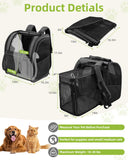 Expandable Cat Carrier Backpacks with Breathable Mesh, Pet Carrier Backpack for Cats Small Dogs Puppies Up to 20 Lbs, Dog Carrier Backpack Great for Travel/Hiking/Camping/Outdoor-Dark Grey