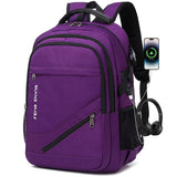 FENGDONG Durable Waterproof Travel Large Laptop Backpack 17.3 inch,College Backpack Bookbag for Men & Women Business Backpack with USB Charging Port and Headset Port Purple