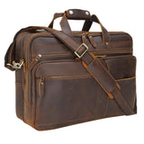 Polare X-Large 18" Full Grain Leather Briefcase For Men Business Travel Case Messenger Bag Fits 17.3" Laptop (Brown)