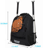 Youth Baseball Bag - Bat Backpack for Baseball, T-Ball & Softball Equipment & Gear, Bat & Glove Holder Gift, Large Main Compartment for Helmet & accessories, Separate Shoes Compartment, Fence Hook