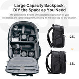 ULANZI BP10 35L Hardshell Camera Backpack, Professional Splash-proof Photography Camera Case Anti Theft Travel f Photographers Unisex Drone DSLR Mirrorless Camera Lens Tripod Holder 17'' Laptop Black