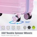 Zentrava Luggage Sets 3 Piece, Hardshell PC Luggage Set with Spinner Wheel, Lightweight Durable Carry on Suitcase with Gradient Color, Combination Lock for Men Women (Pink+Purple)