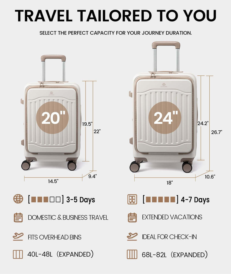 LOVEVOOK Carry On Luggage 22x14x9 Airline Approved, Expandable Hard Shell Suitcase with Spinner Wheels, USB Charging Port & Front Pocket, PC Hardside Rolling Luggage with TSA Lock for Travel