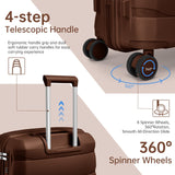 TRIPLAYER Carry On Luggage 22x14x9 Airline Approved, 22 Inch PP Hardshell Luggage Carry-on Suitcase with Spinner Wheels, Carry On Suitcase Set for Women(Mocha