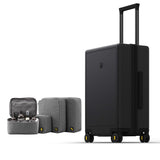 LEVEL8 Luminous Carry on Luggage, 20 Inch Hardside Suitcase Bundle with 4 PC Packing Cubes Organizer Set - Black