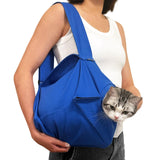 Amkune [Cozy Travel] Cat Carrier Pouch, Soft Cat Carrier for Small Cats, Kitten Carrying Bag, Restraint Bag for Nail Trimming, Vet Visits, Giving Meds, Car Travel - Klein Blue Upgrade