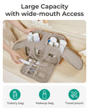 BAGSMART Travel Toiletry Bag, Crush Toiletry Bag for Women, Wide-open Puffy Toiletry Bags for Traveling, Large Travel Cosmetic Makeup Bag Organizer for Accessories,Toiletrie, Grayish Brown